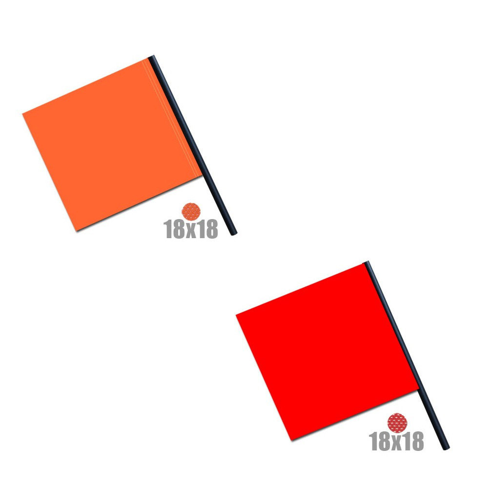 18X18 red and orange safety flag on pvc dowel