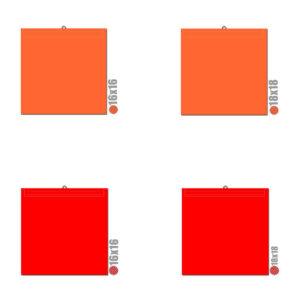 red and orange safety flags with eye connector